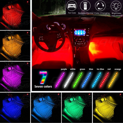 US RGB LED Glow Interior Car Lamp Kit Under Dash Foot Well Seats Inside Lighting