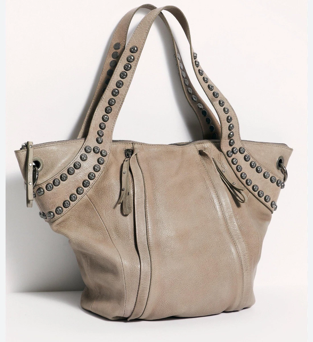 Free People Sloane Studded Leather Tote in Taupe