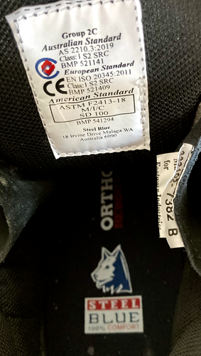 New ~ STEEL BLUE Argyle Work BOOTS Black Steel Cap Ortho Trisole Leather Size 11 - Picture 9 of 13