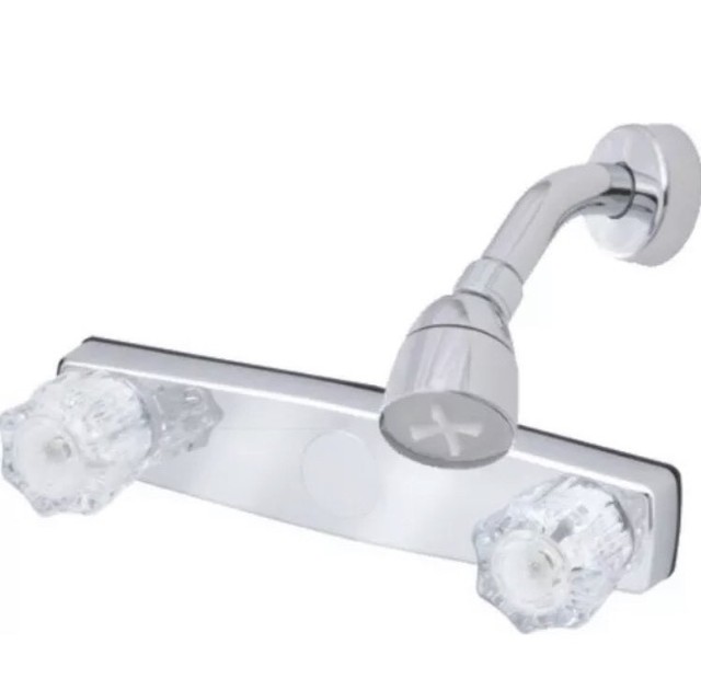 Mobile Home Rv Shower Faucet 2 Handle Brass Under Body And Stems W