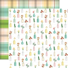 2 Sheets of Carta Bella Paper FARM TO TABLE 12x12 Cardstock - Bushels of Blooms