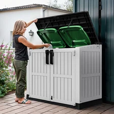Weatherproof Outdoor Storage Box Heavy-Duty 233 Gal Resin Bin Shed Box w/Padlock