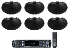  6 Rockville D4-16 Black Dual 4" 16 Ohm Outdoor Home Patio Speakers Receiver