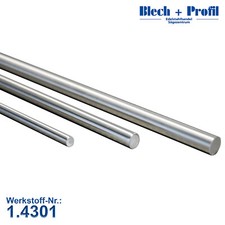 Edelstahl Rundstahl 8-14mm K240 geschliffen V2A Rundmaterial 1.4301 bis 6m Länge