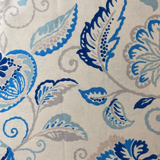 Richloom Blue Floral on Beige Background Home Decor Fabric - BY THE YARD