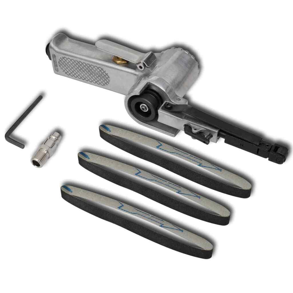 Airpress Set Smerigliatrice a Nastro Pneumatica con Cinghie 3 pz Levigatrice vid