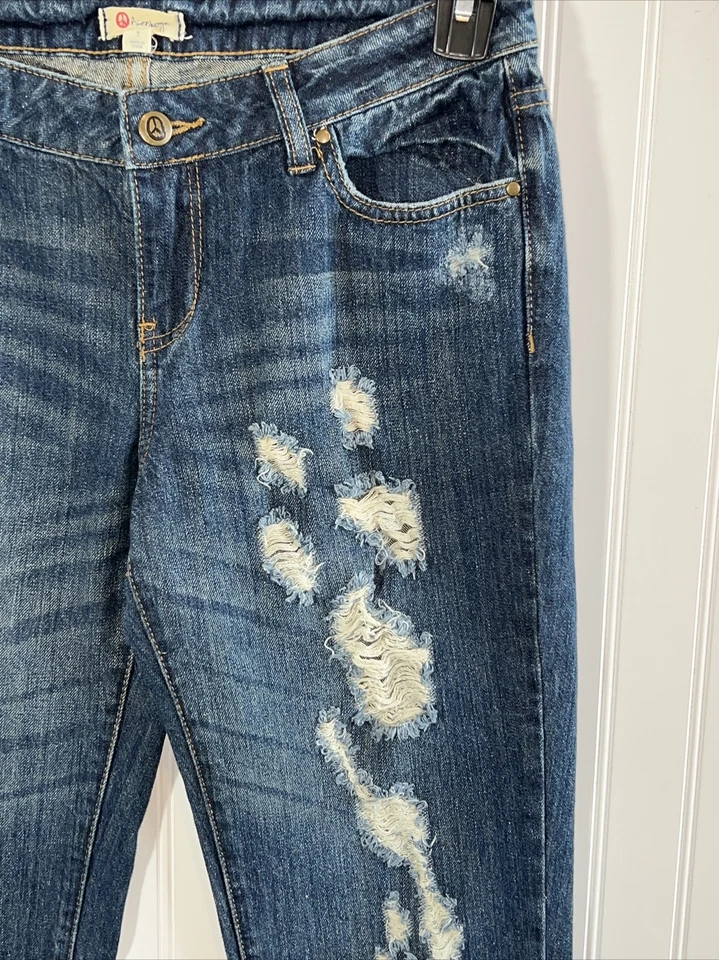 Jeans jeans lavado Olsenboye Destroyed 100% algodão tamanho 7 - Imagem 2 de 4