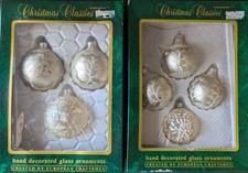 Christmas Classics 7 Hand Decorated Glass Ornaments, Romania, Paint Issues