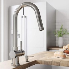 Vigo VG02008ST 17" Single-Handle w/ Pull-Down Sprayer Kitchen Faucet Soap Disp