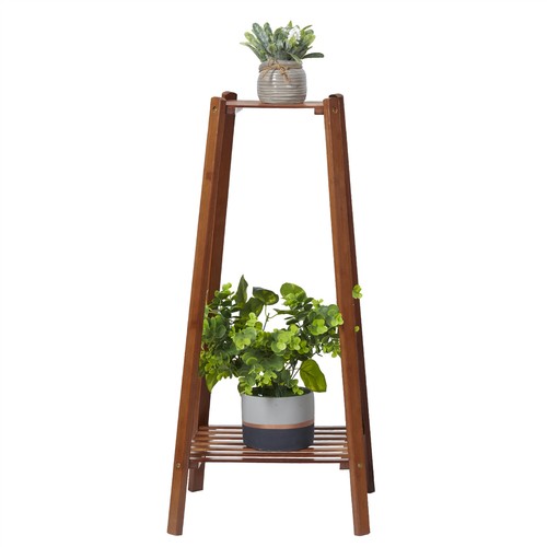 Natural Bamboo Tall Plant Stand Garden Patio Flower Pot Display Rack Small Space - Picture 7 of 15