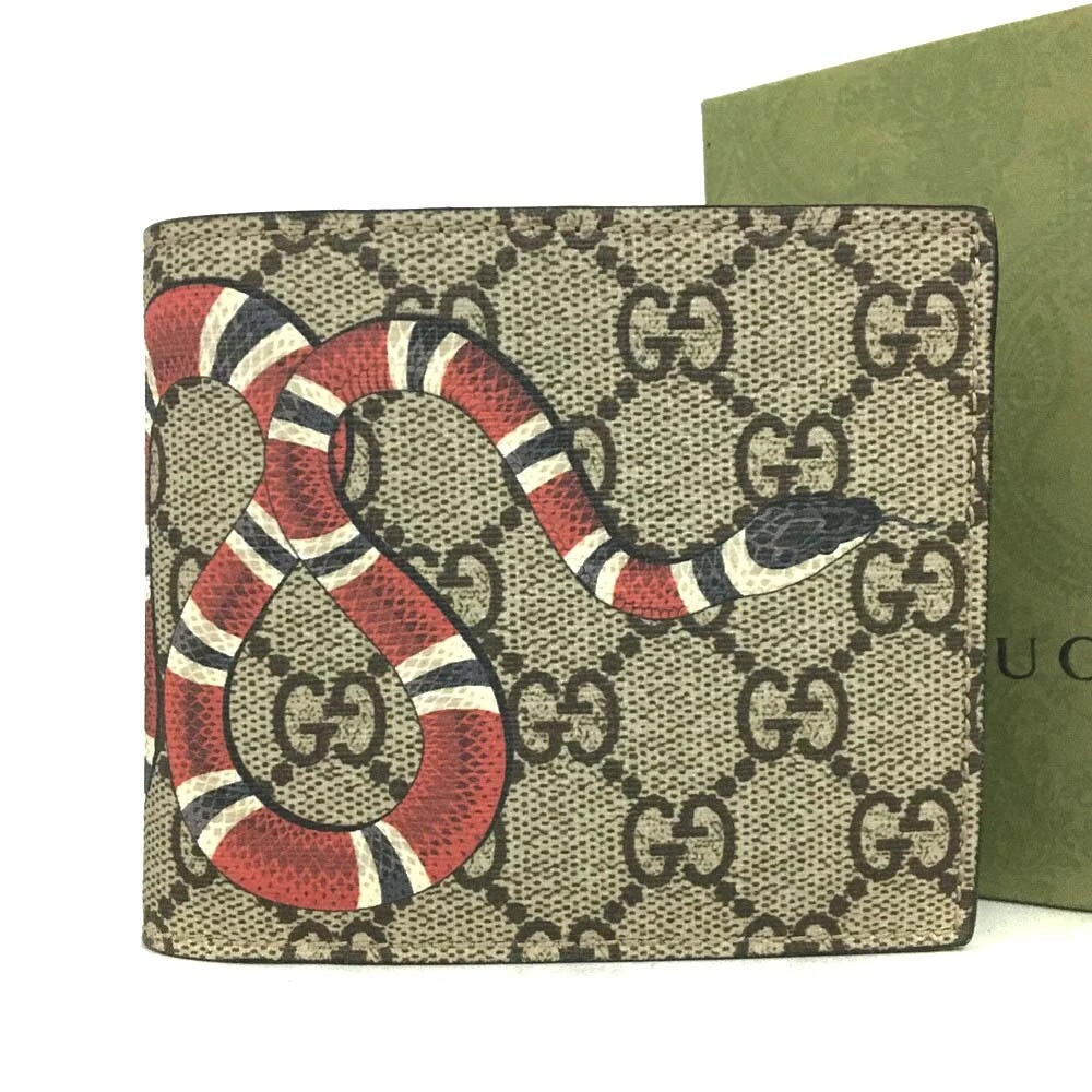 Portefeuille double pli PVC beige/6BD2023 GUCCI King Snake GG Supreme jamais utilisé
