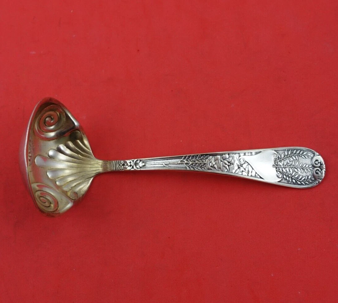 Laurel by Gorham Sterling Silver Sauce Ladle Gold Washed Bright-Cut 6" Serving