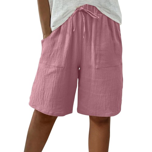 Shorts For Women Knee Length High Waisted Drawstring Summer Wide Leg Pants - Picture 20 of 27