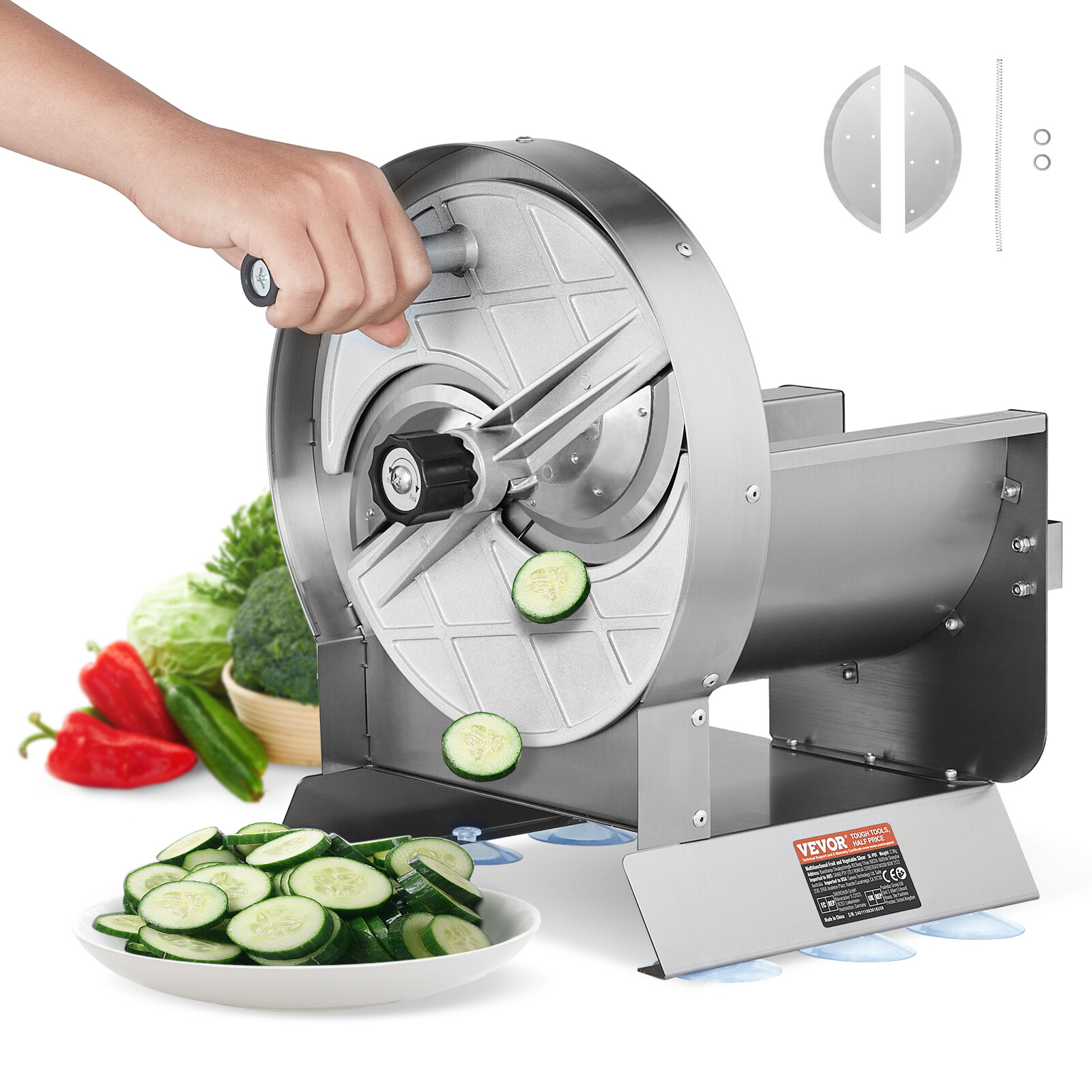 Trancheuse manuelle réglable VEVOR pour couper fruits et légumes de 0 à 12 mm