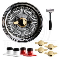 15x7 Std 100 Spoke Straight Lace Lowrider Wire Wheels Zenith Gold Ko Caps Set