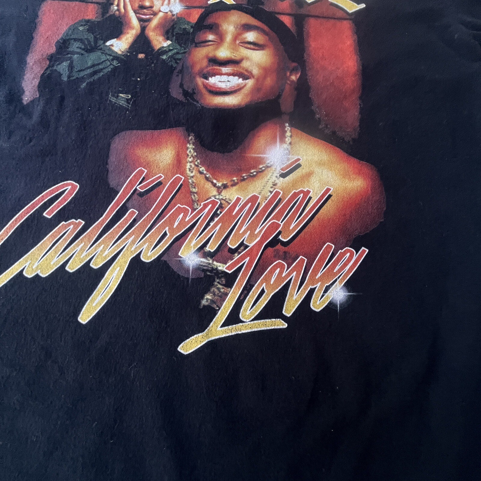 FILA Camicia rap Tupac Death Row 1990 West Coast Shakur California nera 2Pac Hip Hop