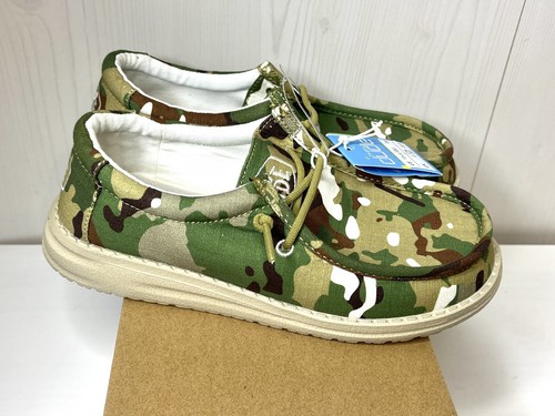 Hey Dude Wally Youth Shoes Camouflage Multi Camo Size 3 Y3 L4 Womens 4 Slip On - Picture 5 of 8