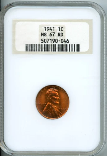 NGC - Wheat Cent - 1c - 1941 - MS-67-RD