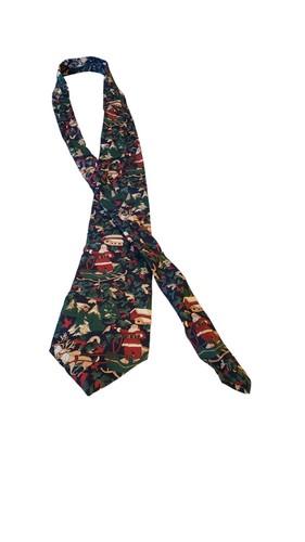 Pure Silk By Wembley Vintage Christmas Holiday Neck Tie Santa Reindeer USA - Picture 4 of 13
