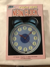 Retro Style T.D.E. Systems Twin Bell Analog Alarm Clock W/ Neon Nightlight NEW