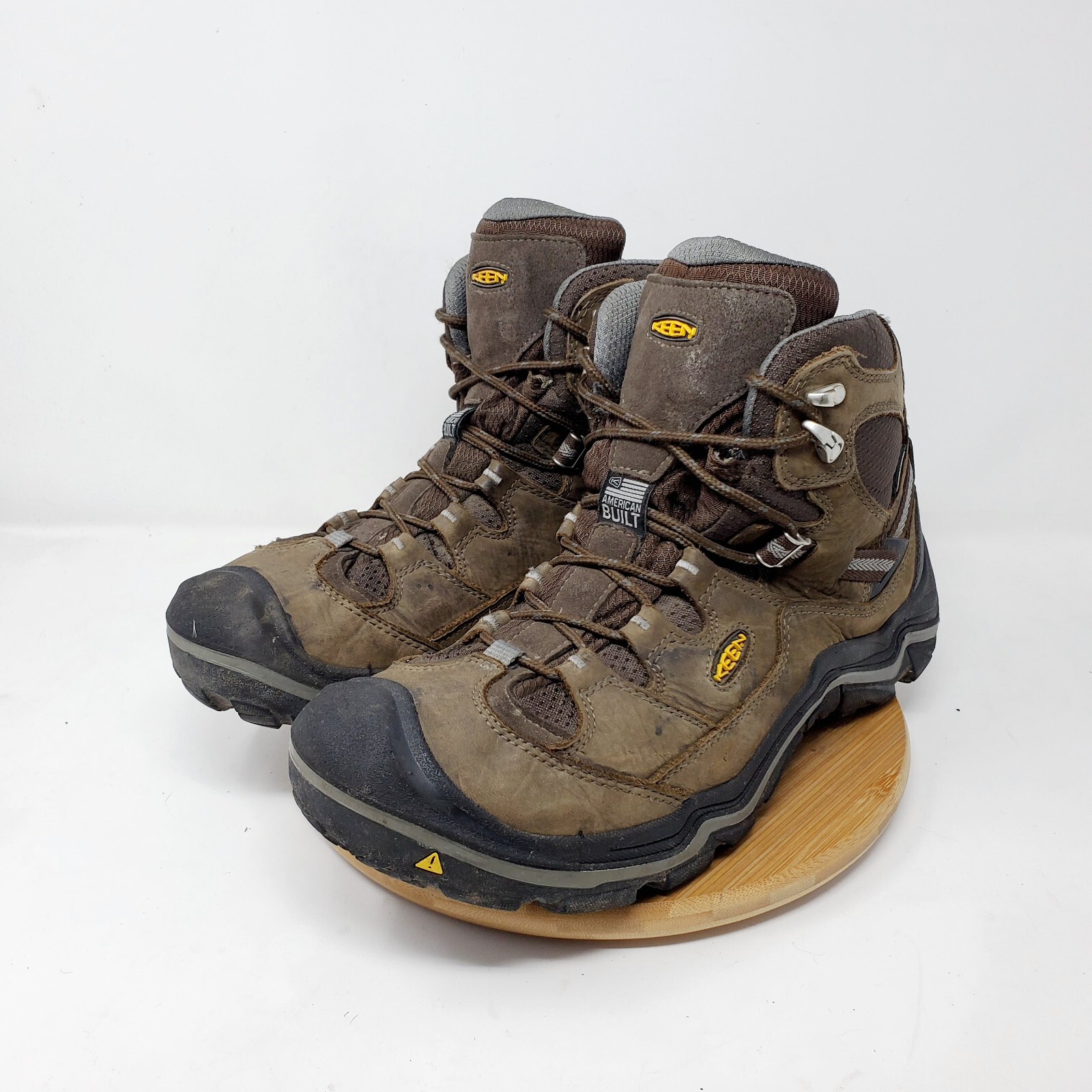 Stivali KEEN Durand II da uomo 11 marroni in pelle con lacci scarpe da trekking impermeabili USA