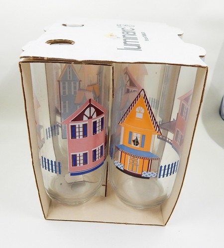 Luminarc Victorian Homes Cooler Glass Tumbler 16 oz Set of 4 NOS Durand Glass Co - Picture 4 of 9