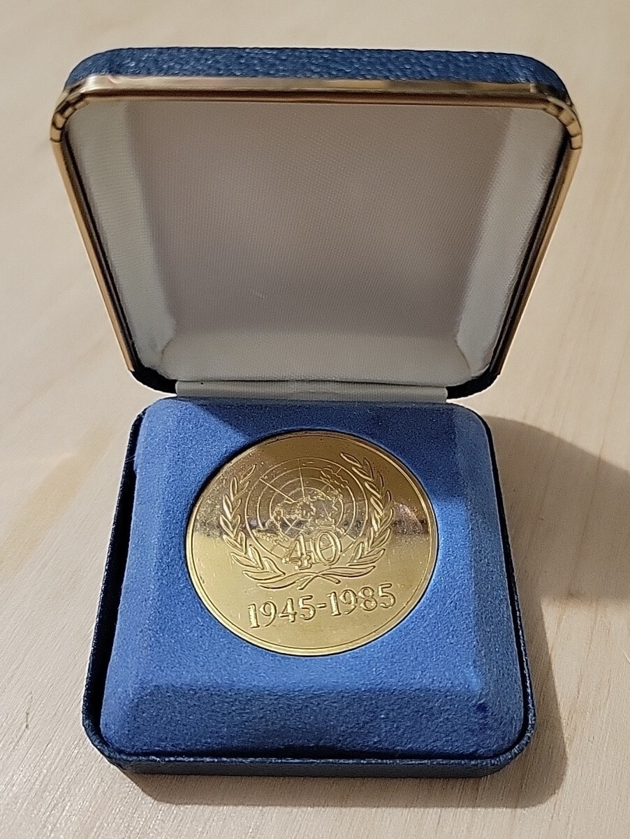 置物 United Nations Foundation Commemorative UN United Nations Medal Coin 1945-1985, 40th Anniversary, Bronze