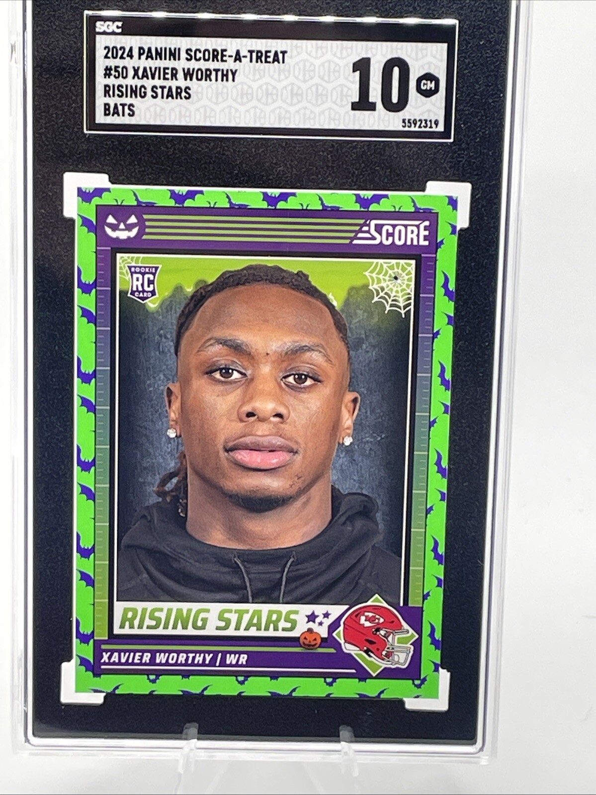 Xavier Worthy 2024 Panini Score-A-Treat Rising Stars Bats #50 PSA 10