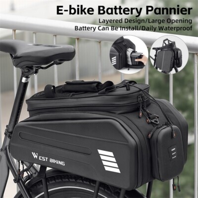 WEST BIKING E-Bike Batterie Tasche Wasserdicht Fahrrad Rücksitz Tasche 10-20L