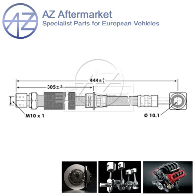 Fits Saab 9-5 1997-2009 AZ Front Brake Hose 4565743