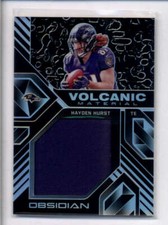HAYDEN HURST 2018 OBSIDIAN VOLCANIC ROOKIE USED WORN JERSEY #02/50 AJ9227