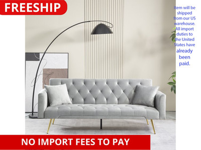 71 Inches Velvet Futon Sofa Bed with 2 Pillows,Modern Convertible Futon Couch