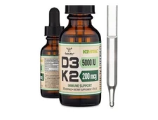 Vitamin D3 K2 5,000 IU Liquid Drops (5,000 IU of D3 and 200Mcg of 99.9% All-Tran