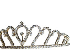 Gold tone Rhinestone Tiara Heart Comb bridal prom formal Regency womens Jewelry