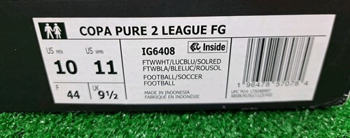 Adidas Copa Pure 2 League FG Soccer Cleats White Blue IG6408 Men's Size 10 NEW - Picture 9 of 9