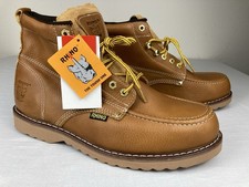 RHINO 62M26 TAN LEATHER 6" WORK BOOTS SOFT TOE MOC TOE MENS SIZE 13 NEW NWT
