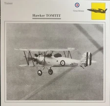 Hawker Tomtit Plane Picture Original Vtg Aircraft Detail Collector Card 