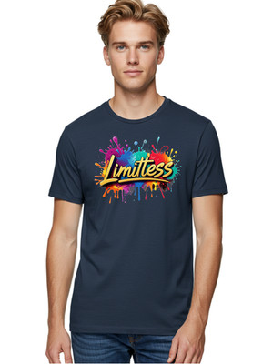 Limittess Mens Graphic Tee, 100% Cotton, Casual Summer Wear