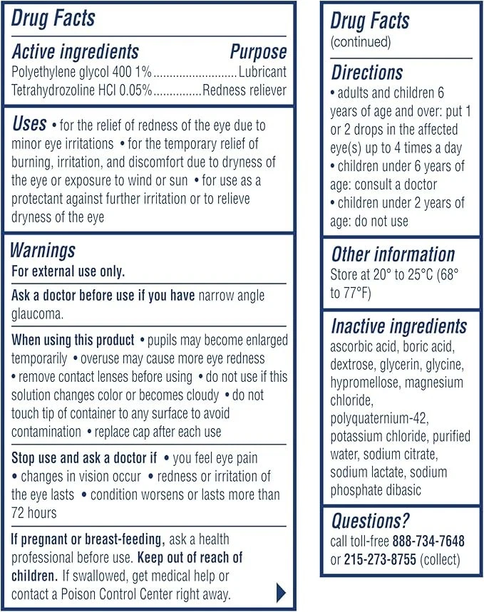 Gotas para ojos para aliviar el enrojecimiento Visine lubricante avanzado 2 paquetes, 0,28 fl oz Foto 3 de 3