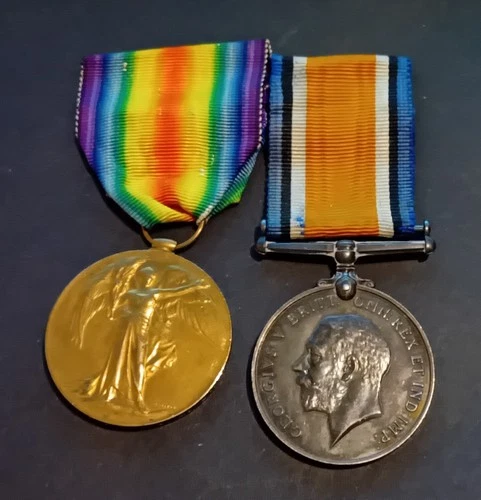 2 x WW1 UK United Kingdom Military Medals - 5th Battalion Middlesex Regiment