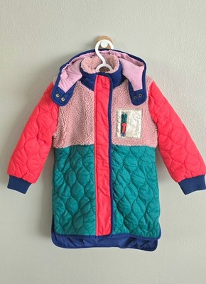 EUC Mini Boden Colorblock Mixed Media Longline Coat,  Sz 2/3