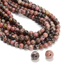 2.0mm Hole Rhodonite Smooth Round Beads 6mm 8mm 10mm 15.5" Strand