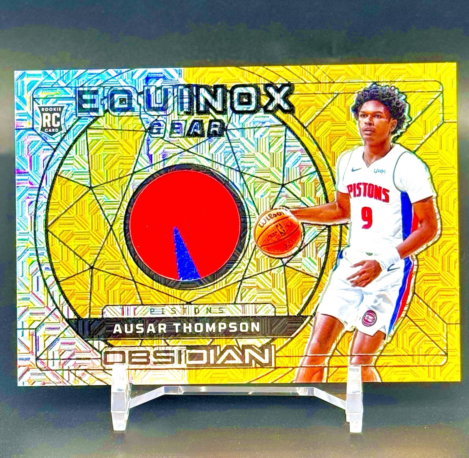 2023-24 PANINI OBSIDIAN AUSAR THOMPSON ROOKIE EQUINOX GEAR GOLD FLOOD /10 SHARP!
