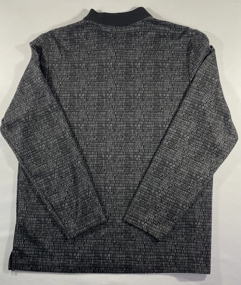 Alfani Polo Shirt Mens XL Black and Gray Long Sleeve Stretch 100% Recycled Mat. - Image 3 of 4