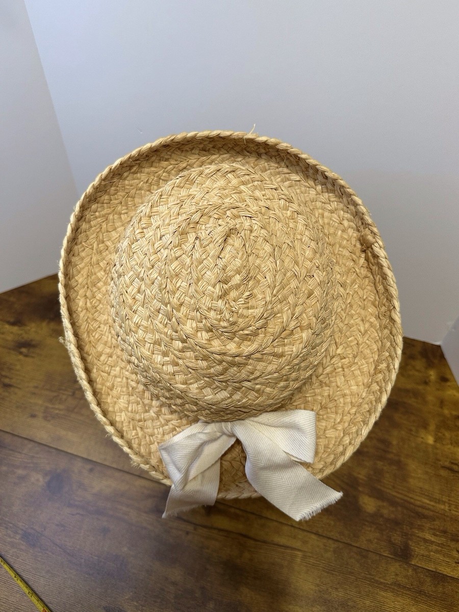 Helen Kaminski Australia Handmade Raffia Boater Hat Natural OS Madagascar Helen Kaminski Aus Raffia Straw Boater Hat with 3 Ribbon Set  main image 3
