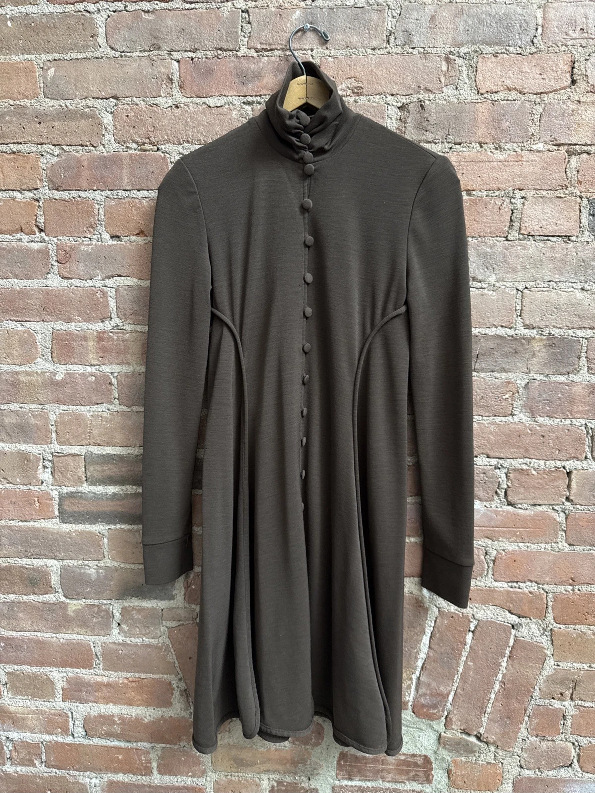 Giorgio Armani — Vintage Giorgio Armani Women’s Dress, Sz 42, Brown Wool Jersey, Italy