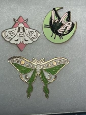 3pc Butterfly Moth Moon Brooch Pin Enamel Lapel Badge Corsage Backpack jewelry