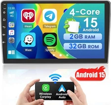 10.1" Android 15 Car Stereo Radio Carplay Touch Screen GPS BT Double 2Din 2+32GB