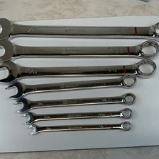 Kobalt 7pc 12pt SAE Wrenches, Polished Finish, 1/4in. Min - 7/8in. Max.   Green