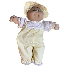 1980s Cabbage Patch Kid Preemie Baby Blonde Green Eyes Yellow Gingham Romper